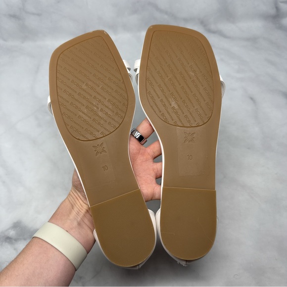 NEW BCBGeneration Kline Embellished Toe Ring Strappy Square Toe Flat Sandals 10 - Picture 7 of 10
